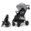 Image de Kinderkraft GRANDE 2   Poussette jusqu'à 22 kg, grandes roues à suspension, pliage d'une seule main, position allongée, poignée réglable, poussette de ville, gris