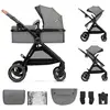 Image de Poussette 2-en-1 Kinderkraft ESME jusqu'à 25 kg, système de voyage avec adaptateurs, grandes roues en TPE à suspension, livrée avec tous les accessoires, pliable et compacte, gris