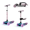 Image de Kinderkraft RAKET UP   Trottinette 2-en-1 avec siège, roues LED et RGB, réglable en hauteur, pliable, trottinette pour enfants, rose