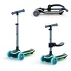 Image de Kinderkraft RAKET UP   Trottinette 2-en-1 avec siège, roues LED et RGB, réglable en hauteur, pliable, trottinette pour enfants, bleue