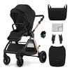 Image de Poussette Kinderkraft VESTO 2 avec siège réversible jusqu'à 22 kg, pliable avec siège, suspension, roues 8/11", accessoires, noir