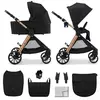 Image de Poussette 2-en-1 Kinderkraft VESTO 2 avec nacelle, siège sport réversible, pliage avec siège, roues 8/11 pouces, accessoires, noir