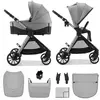 Image de Poussette 2-en-1 Kinderkraft VESTO 2 avec nacelle, siège sport réversible, pliage avec siège, roues 8/11 pouces, accessoires, gris