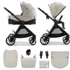 Image de Poussette 2-en-1 Kinderkraft VESTO 2 avec nacelle, siège sport réversible, pliage avec siège, roues 8/11 pouces, accessoires, beige