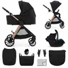 Image de Poussette 3 en 1 Kinderkraft VESTO 2 avec nacelle, siège auto MINK PRO 2, siège sport réversible, système de voyage, noir