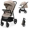 Image de Poussette Kinderkraft TRIG 3 avec tablette pour enfant, jusqu'à 25 kg, système CLICK&FOLD, roues anti-crevaison, grand siège, capote, panier, beige