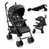 Image de Poussette Kinderkraft SIESTA 2, légère (7,9 kg), jusqu'à 22 kg, pliable, dossier réglable, harnais à 5 points, fenêtre « peekaboo », noir