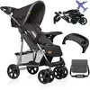 Image de LIONELO Emma Plus Poussette jusqu’à 15 kg, buggy léger, compact, inclinable, pliable, grandes roues, grand panier, sac