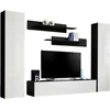 Image de Meuble TV FLY A1 design, coloris noir et blanc brillant. Meuble suspendu moderne et tendance pour votre salon.