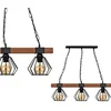 Image de Lustre ULF noir et bois foncé, 3 x E27 x 60 W, dimensions : 90 x 72 x 18 cm, IP20, Milagro