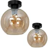 Image de Plafonnier SOFIA noir et miel 1xE27x60W en verre, dimensions : 24x20x20 cm, IP20, Milagro