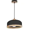 Image de Suspension STUDIO noir-bois clair 1xE27x60W aluminium dim. : 90x32x32 cm IP20 Milagro