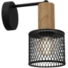 Image de Applique murale SOBRESA noir-bois clair 1xE27x60W bois dim. : 28x12x15 cm IP20 Milagro