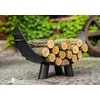 Image de Porte bûches demi-lune MILA en acier noir 70x44 cm