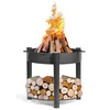 Image de Cookking - Braséro De Jardin Montana 60cm, Acier Naturel, Avec Support À Bois 111361
