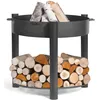 Image de Brasero de jardin SOLAFA XL avec range bois en acier-Noir-Noir-Ø 70cm-60.00 --