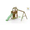 Image de Aire De Jeux Boomer 3 Avec Double Plateforme, Échelle, Toiture, Bac À Sable, Toboggan Vert, Mur D'Escalade & Accessoires De Jeux Et Balançoire 2 Sièges - Kit Sécurité Ancrage - Fungoo