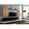 Image de Ensemble Mural - Switch Xx - 1 Vitrine Led - 1 Banc Tv - 1 Étagère Murale - Bois Et Noir - Modèle 1 - Livraison Gratuite