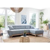Image de MIUFORM Dazzling Daisy - Canapé d'angle avec fonction lit et coffre de lit Canapé avec chaise longue réversible - 260x164cm - Bleu clair - Canapé-lit Canapé