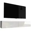 Image de Selsey - Armoire TV / TV-Lowboard KANE suspendue/suprême en blanc avec façades brillantes et LED, 140 cm