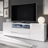 Image de Selsey TV-Lowboard BROS - Table TV en blanc mat / blanc brillant avec éclairage LED, largeur 137 cm