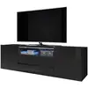 Image de Selsey   Meuble Tv Noir Mat Et Brillant 137 Cm   4 Compartiments Fermés Et 2 Niches Ouvertes   Éclairage Led Inclus   Panneaux Mélaminés