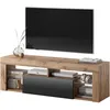 Image de Selsey - Bianko - Meuble Tv / Banc Tv (chêne Lancaster / Noir Brillant, 140 Cm, Sans Led)