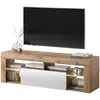 Image de Selsey - Bianko - Meuble Tv / Banc Tv (140 Cm, Chêne Lancaster / Blanc Brillant, Éclairage Led)