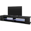 Image de Selsey - Mitchell - Meuble Tv / Meuble De Salon (noir Mat / Noir Brillant, 180 Cm, Avec Led