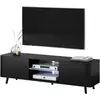 Image de Selsey   Meuble Tv Lefyr 140 Cm   2 Compartiments Fermés   2 Niches Ouvertes   Éclairage Led   Finition Mate Et Brillante