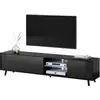 Image de Selsey   Meuble Tv Galhad 175 Cm   3 Compartiments Fermés, 2 Niches Ouvertes   Éclairage Led   Panneaux Acryliques Brillants