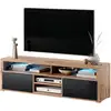 Image de Selsey - Laksa - Meuble Tv / Banc Tv (chêne Wotan / Noir Brillant, 137 Cm, Avec Led)
