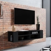 Image de Selsey WERI - Tableau TV / TV - Tableau suspendu Noir avec 4 compartiments ouverts, minimaliste, largeur 140 cm