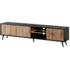 Image de Meuble TV, étagère murale, buffet, table basse, meuble TV avec lamelles et éclairage