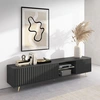 Image de Selsey TV-Lowboard Bello noir avec éclairage LED blanc façade à lamelles pieds dorés largeur 175 cm