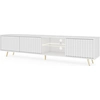 Image de Selsey TV-Lowboard Bello blanc avec éclairage LED blanc façade à lamelles pieds dorés largeur 175 cm