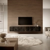 Image de Selsey Table TV BISIRA - Tableau TV en marbre noir avec insert doré - largeur 200 cm - suspendue