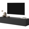 Image de Selsey Veldio - Meuble TV suspendu, noir avec façades striées, 140 cm