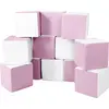 Image de Cubes set de 12 blocs en mousse Cubes set de 12 blocs en mousse (couleur : blanc, rose (pastel))