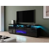 Image de Meuble TV avec cheminée et éclairage LED SALTA - noir brillant / noir