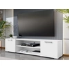 Image de MIRJAN24 Buffet TV Gimren 2D, meuble TV avec deux portes battantes, poignées et pieds de couleur satinée (Couleur : Blanc)