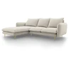 Image de Canapé D'Angle Gauche 5 Places En Tissu Structurel Beige Clair