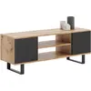 Image de Armoire TV Focus, Table TV avec 2 portes, Lowboard dans la taille : 155 x 50 x 40 cm, armoire TV dans la couleur : Craft / Noir