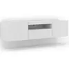 Image de Meuble TV bas Aura 150 cm, à suspendre ou à poser, meuble universel, meuble TV, buffet, meuble hi-fi, meuble suspendu, blanc mat, sans LED