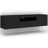 Image de Armoire TV Aura 150 cm Tapis noir sans LED Suspendu ou debout Lowboard universel Armoire basse TV Board Sideboard HiFi-Table Armoire suspendue
