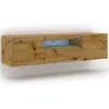 Image de Meuble TV bas Aura 150 cm Suspendu ou posé au sol Meuble bas universel Meuble TV Meuble TV Buffet Table hi-fi Meuble suspendu Artisan Chêne avec LED