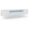 Image de Lowboard TV Armoire Aura 200 cm Suspendue ou posée universelle Armoire basse TV Board Sideboard HiFi Table Armoire suspendue (blanc mat avec LED)