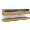 Image de TV Lowboard Duo 160 cm suspendu Chêne Artisan sans éclairage