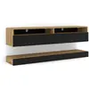 Image de Meuble TV à portes coulissantes, 2 portes, 160 cm, modèle Vega, en bois et noir