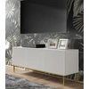 Image de Armoire TV RAVENNA L 150 cm 3D cadre BLANC MATT / BLANC MATT Lowboard avec pieds métalliques Debout Armoire basse Armoire TV moderne Loft TV Board Sideboard HiFi Table dorée ou noire Cadre métallique Pieds
